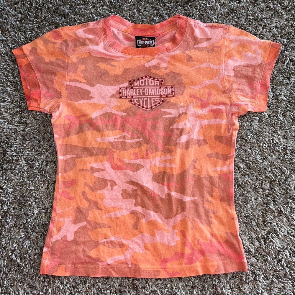 Harley Davidson Orange Camouflage Tshirt